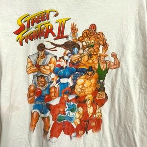 Official Street Fighter II Men's White T-Shirt Short Sleeve 100% Cotton Size XL